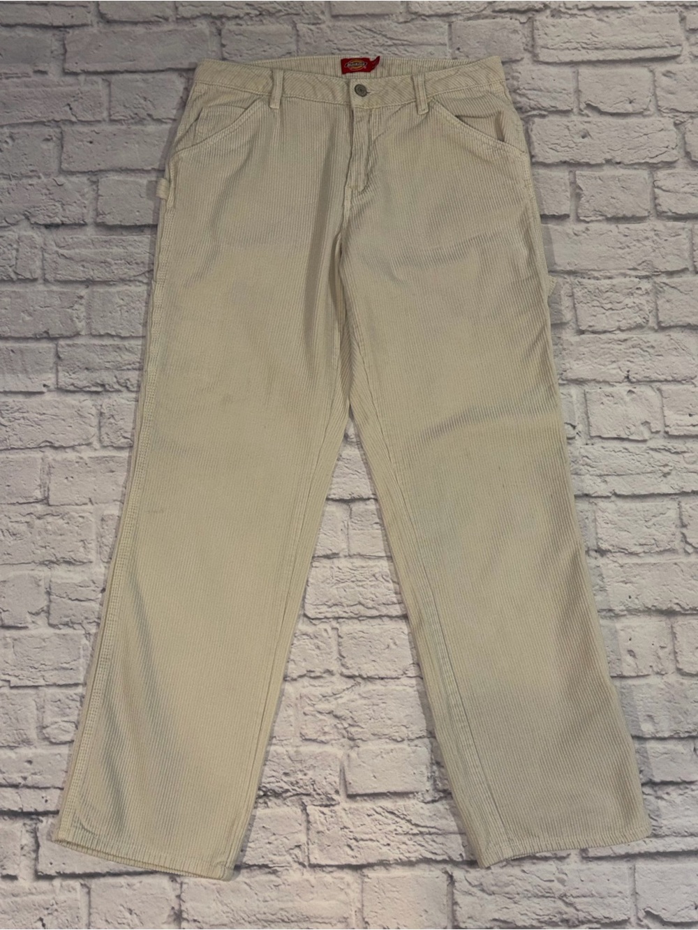 Dickies Women's Cream Corduroy Straight-Leg Pants Size 5(27)